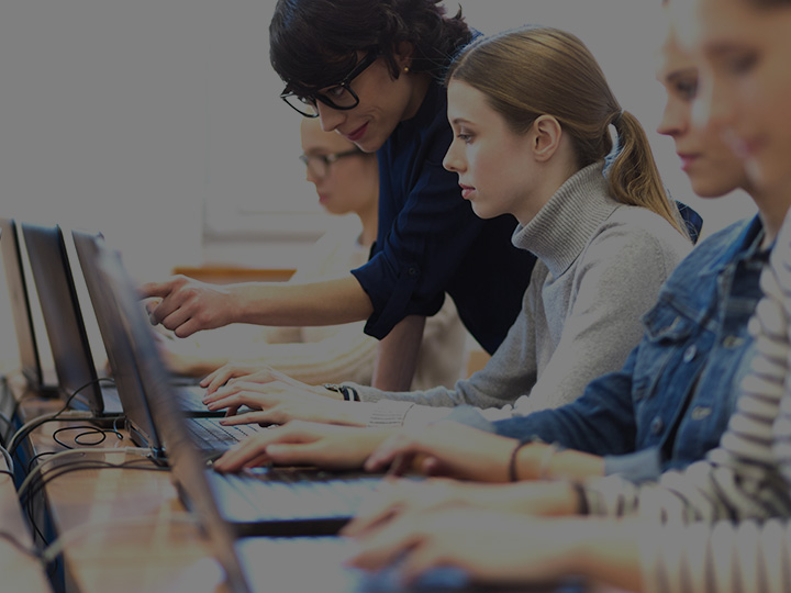 teacher with group of students